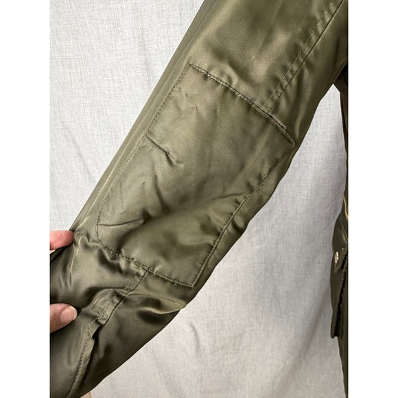 Guess Olive Sherpa Lined Hooded Parka Jacket Gold Zip Detail‎ Size XL - Picture 6 of 16